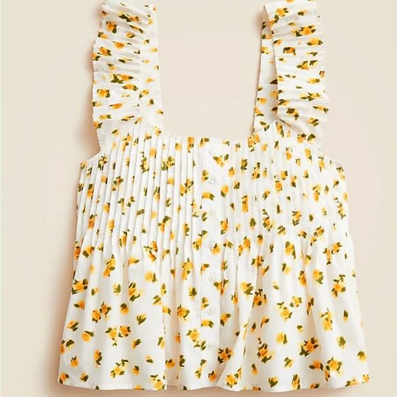 J.Crew Pintuck peplum top in budding rose print XS - Picture 3 of 8